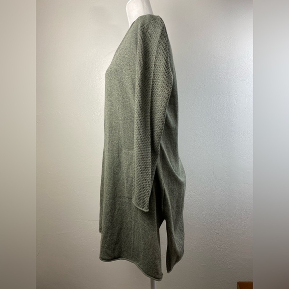 Nic + Zoe Knit Open Front Long Sleeve Green Cardigan Sweater Size Small Pockets - Picture 8 of 11
